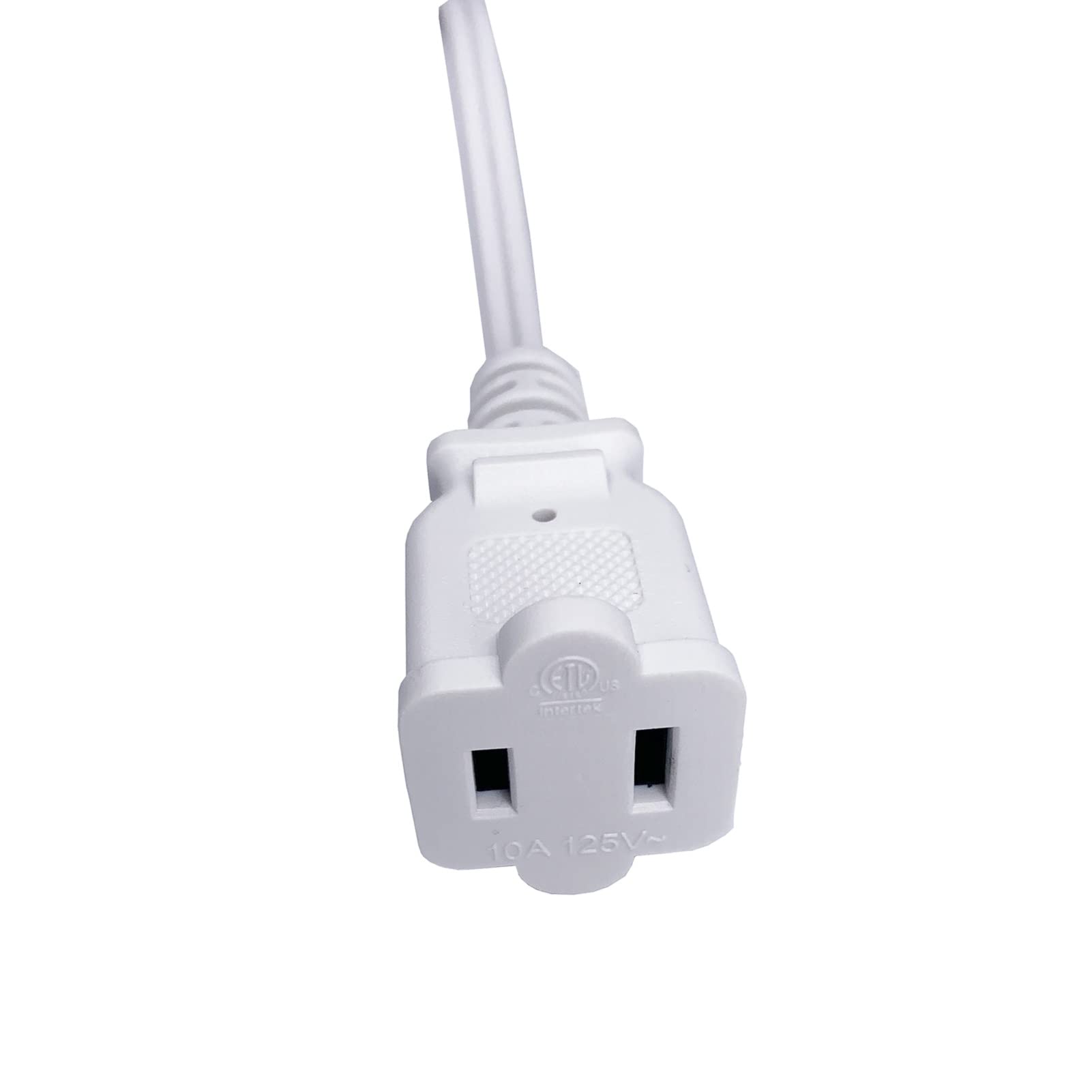 Short Extension Cord 1 Ft, White 2 Prong, 18 Awg Small Polarized Male Female Power Cable For Indoor, Nema 5 15P To Nema 5 15R, 2