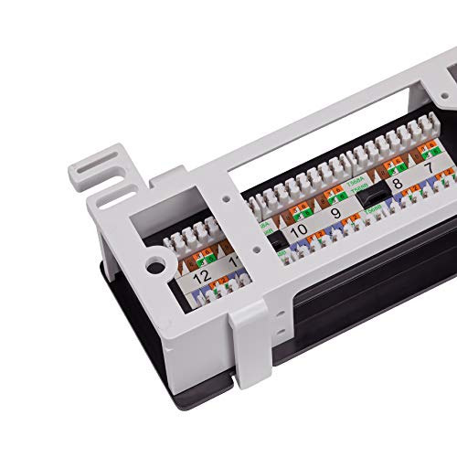 Navepoint 12 Port Cat6 Utp Unsheilded Mini Patch Panel With Wallmount Bracket Included Black