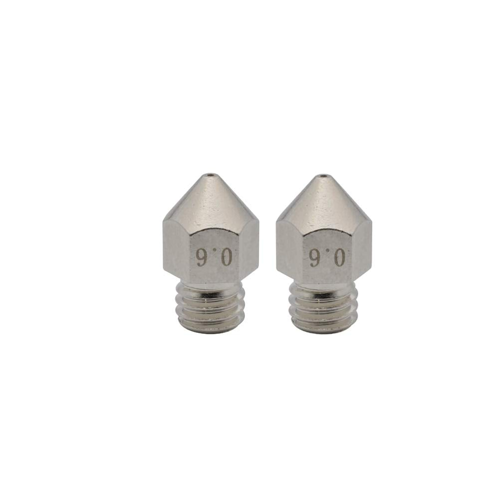 Polisi3D 2Pcs Mk8 Plated Wear Resistant Brass Nozzle 0.6Mm Compatible With 1.75Mm Makerbot Mk8 Extruder, Creality Cr10, Ender 3