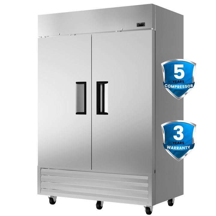Kichking 2 Door 49 Cu.Ft Commercial Refrigerator Dynamic Cooling Omnismart Temperature Control 33?~41? Stainless Steel Reach In