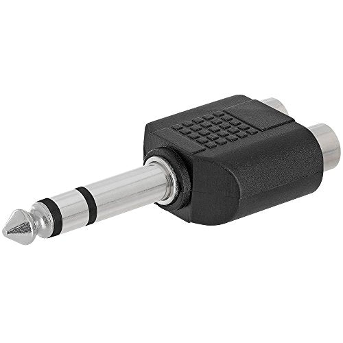 Cmple   6.35Mm Stereo Plug To 2Xrca Jack Adapter