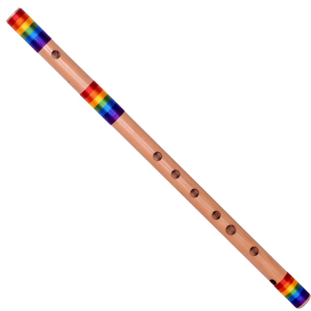 Foora Flute Rainbow B Natural Medium Right Hand Bansuri Size 20 Inch For Professional, Beginners (MultiColoured)