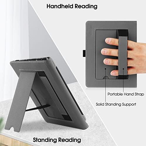 Hgwalp Universal Case For 6'' Ereaders, Folio Leather Stand Cover With Handstrap Compatible With All 6 Inch Paperwhite/Kobo/Toli