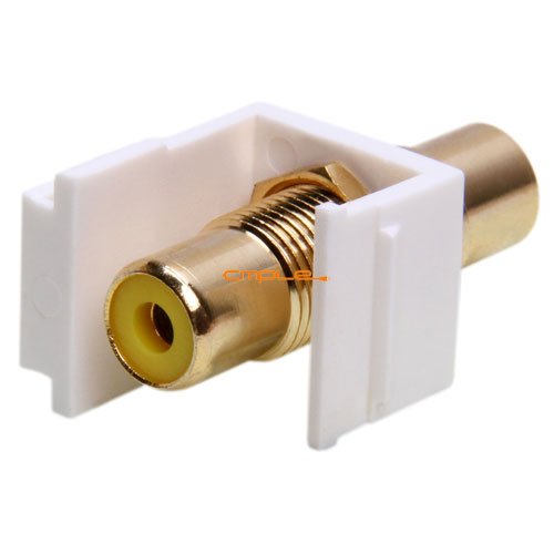 Keystone Jack   Modular Rca With Yellow Center (White)