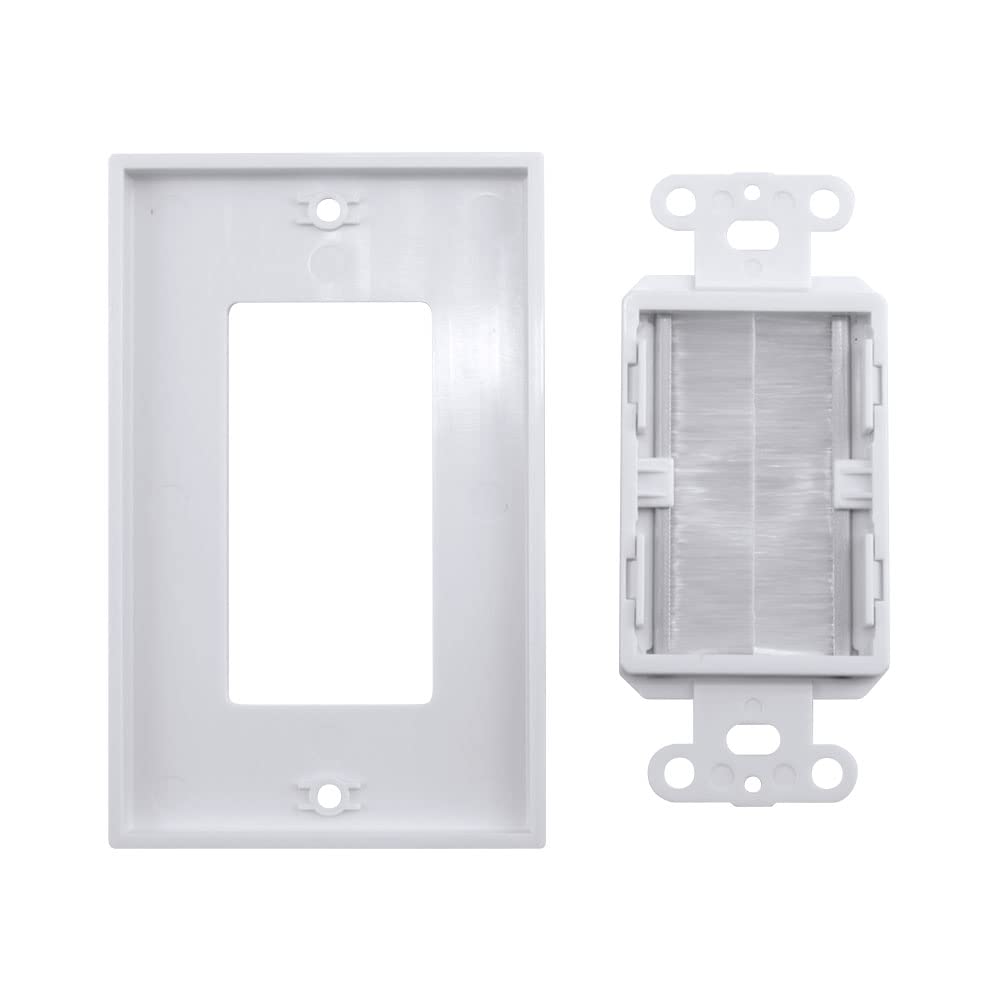 Construct Pro Single Gang D  Cor Brush Plate (White Plate W/White Brush)