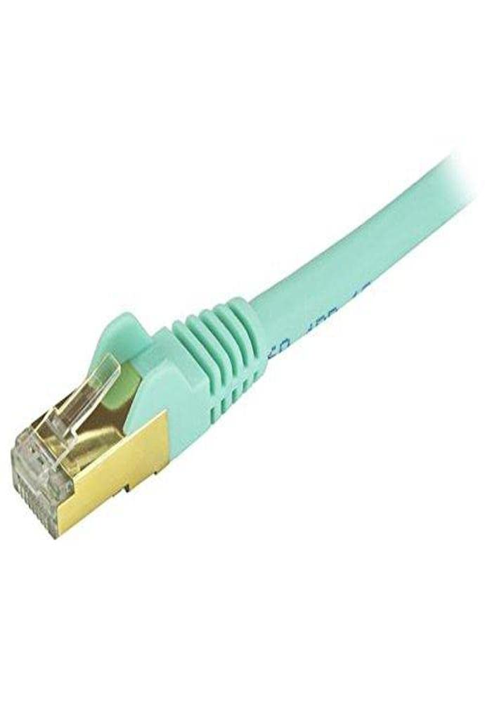 StarTech.com 2ft CAT6a Ethernet Cable   10 Gigabit Shielded Snagless RJ45 100W PoE Patch Cord   10GbE STP Network Cable w/Strain Relief   Aqua Fluke Tested/Wiring is UL Certified/TIA (C6ASPAT2AQ)