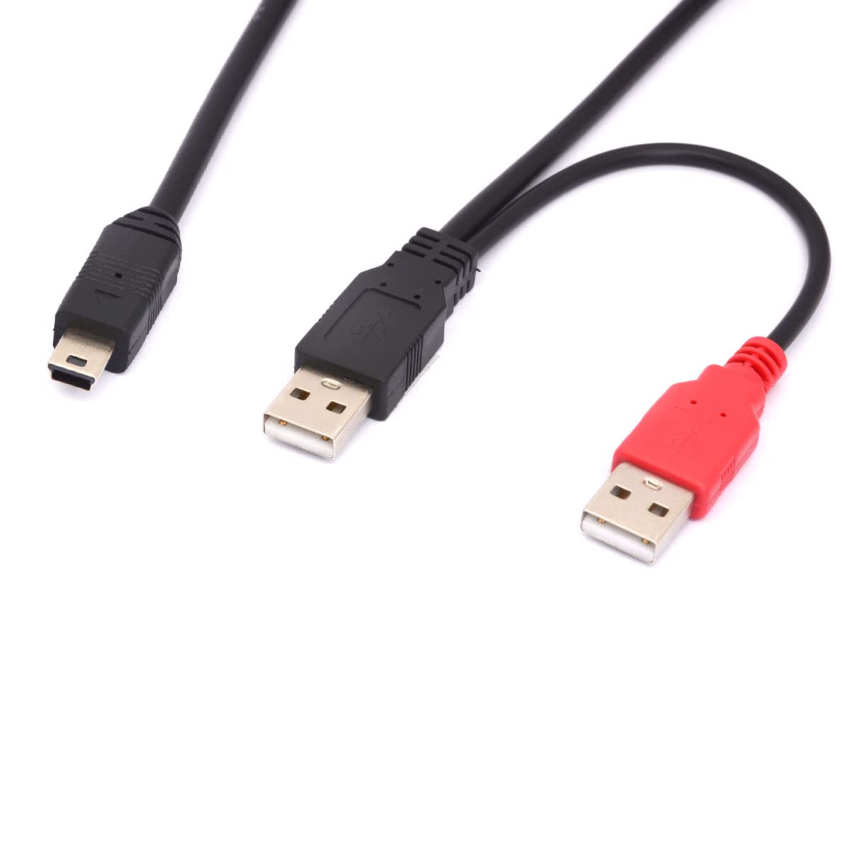 Huhanggod Mini B Usb 2.0 Type A Male To Dual Usb 2.0 A Male Y Splitter Cable For Delivers Extra Power To External Hdd Hard Disk