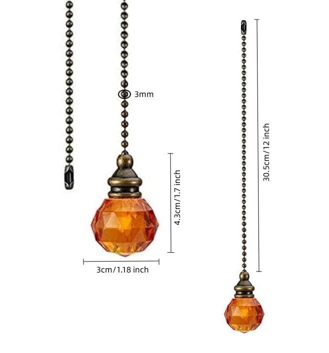 Luoqiufa 2Pcs Ceiling Fan Pull Chains Pendant Pull Chain Extension Ceiling Fan Chain Extender For Ceiling Light Lamp Fan Chain (