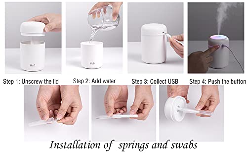 Portable Mini Humidifier, 300Ml Small Cool Mist Humidifier With Colorful Led Night Light, Usb Personal Desktop Humidifier For Ca