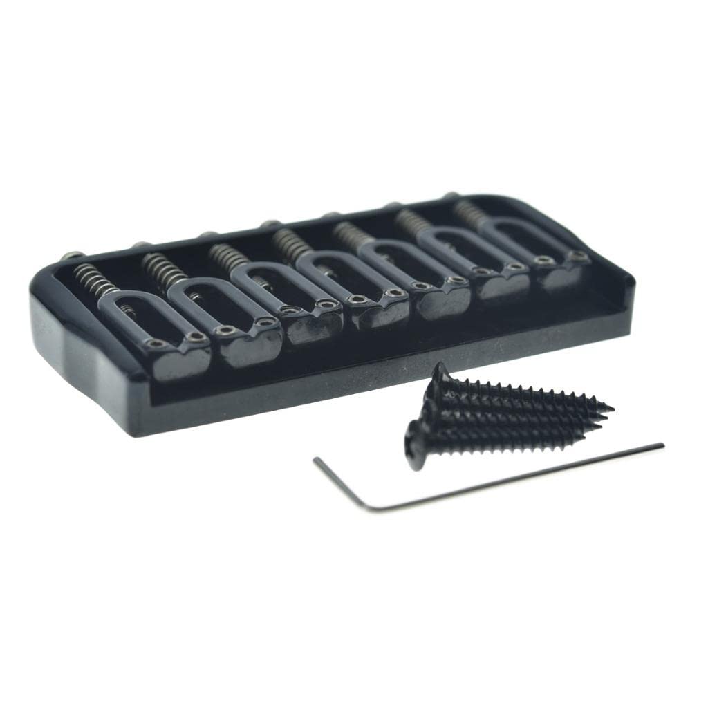 Kaish Black 7 String Guitar Fixed Bridge Electric Guitar Hardtail Bridge For Strat/Tele Guitars