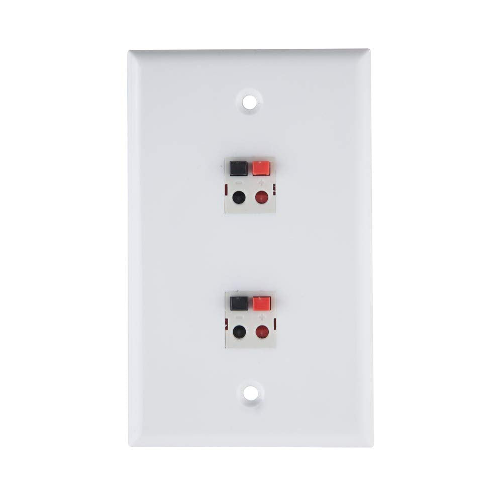 Teninyu 2 Port Speaker Jack Speaker Module Keystone Single Gang Wall Plate Speaker Wall Plate For Home Theater   White (2 Port)