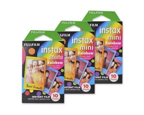 Fujifilm Instax Mini Film For Instant Film Camera   Rainbow, 10 Sheets/Pack X 3(Total 30 Sheets)