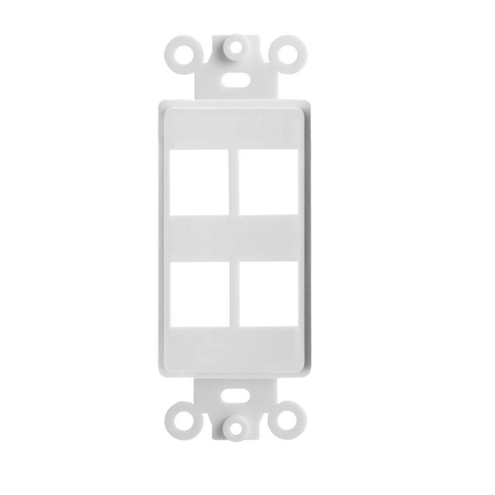 Cmple - 4 Port Decorator Wall Plate Insert, 1-Gang Keystone Wall Plate, Standard Keystone Jack Single Gang Wall Plate - White
