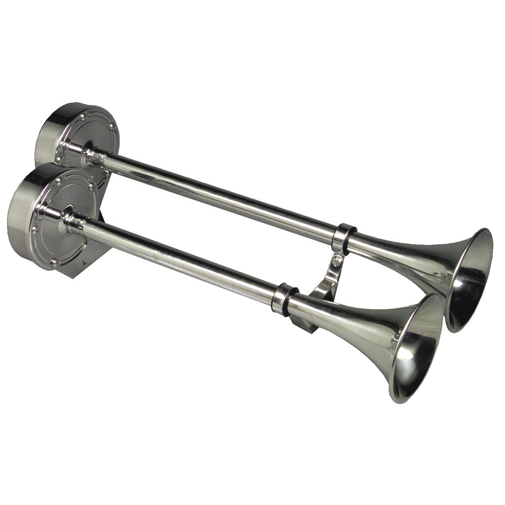 Schmitt Marine Deluxe All-Stainless Dual Trumpet Horn - 12V,WBAUVA001343281
