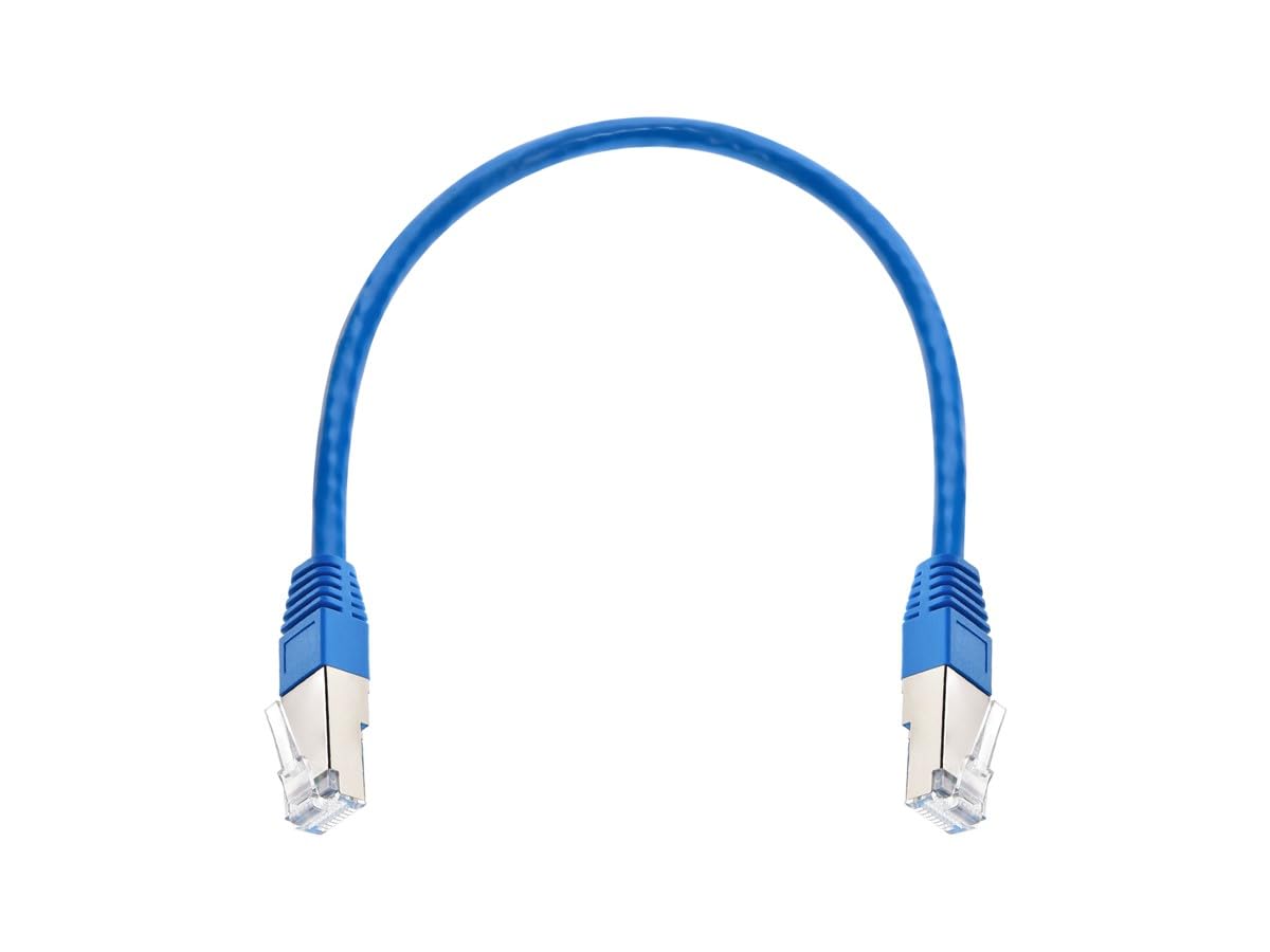Monoprice Cat6A 1Ft Blue Patch Cable Double Shielded (S/Ftp) 26Awg 10G Pure Bare Copper Molded Rj45 Entegrade Series Ethernet Ca