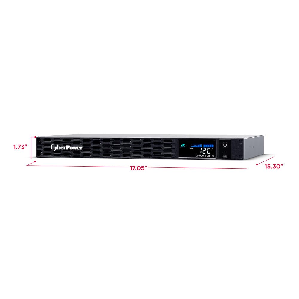 Cyberpower Cp1000Pfcrm1U Pfc Sinewave Ups, 1000Va/600W, 6 Outlets, Avr, 1U Rackmount