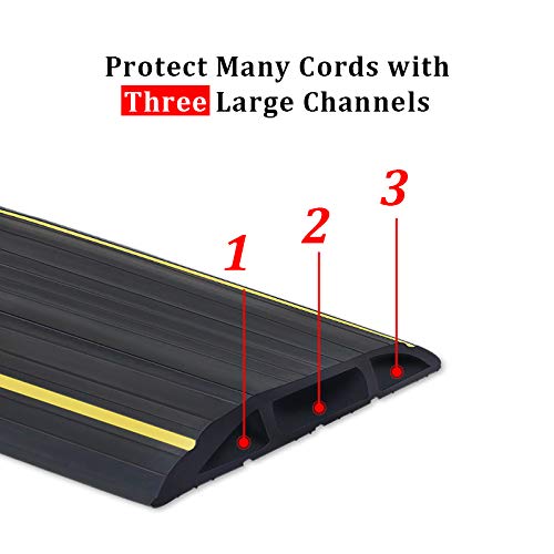 Heavy Duty Floor Cord Cover Cable Protector, 3 Channels Protect Cords And Prevent A Trip Hazard  Conceal Wires At Home, Office,