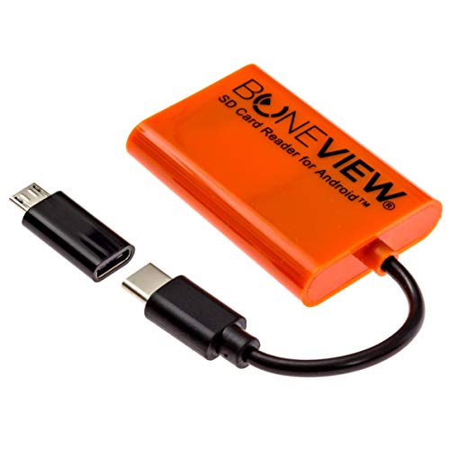 BoneView SD Card Reader for Android - Type C USB, Orange, BV-2002, Backup & Share Game Cam Photos & Videos