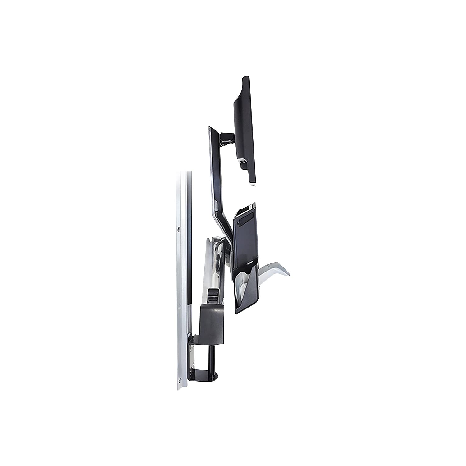 Ergotron Styleview Sit Stand Combo System With Worksurface, Polished Aluminum/Black