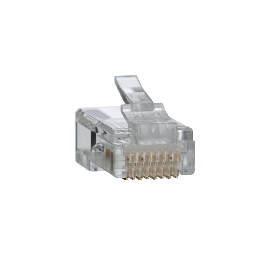 Klein Tools Vdv826 602 Rj45 Connectors, Cat5E Modular Data Plugs With 3 Pronged Contact For Solid Or Stranded Conductors, 50 Pac