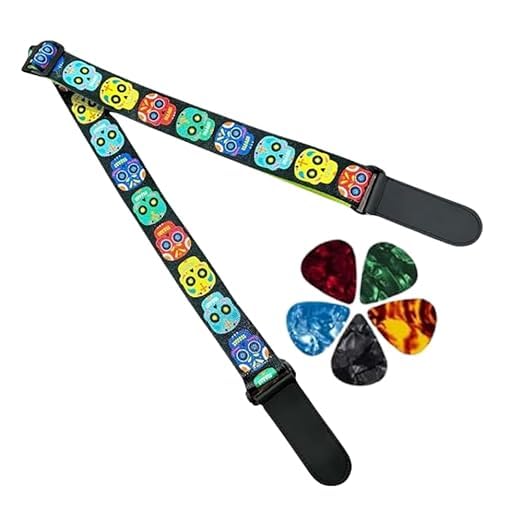 HMK Music Guitar Strap Belt for Acoustic Guitar & Electric guitar Adjustable Buckle Modern Design Guitar Belt with Guitar Picks 