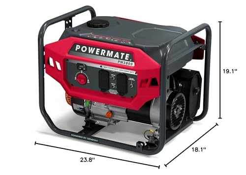 Powermate Pm3800 3,800 Watt Gas Powered Portable Open Frame Generator   Ultra Quiet Performance   Ideal For Home, Camping, Rv An