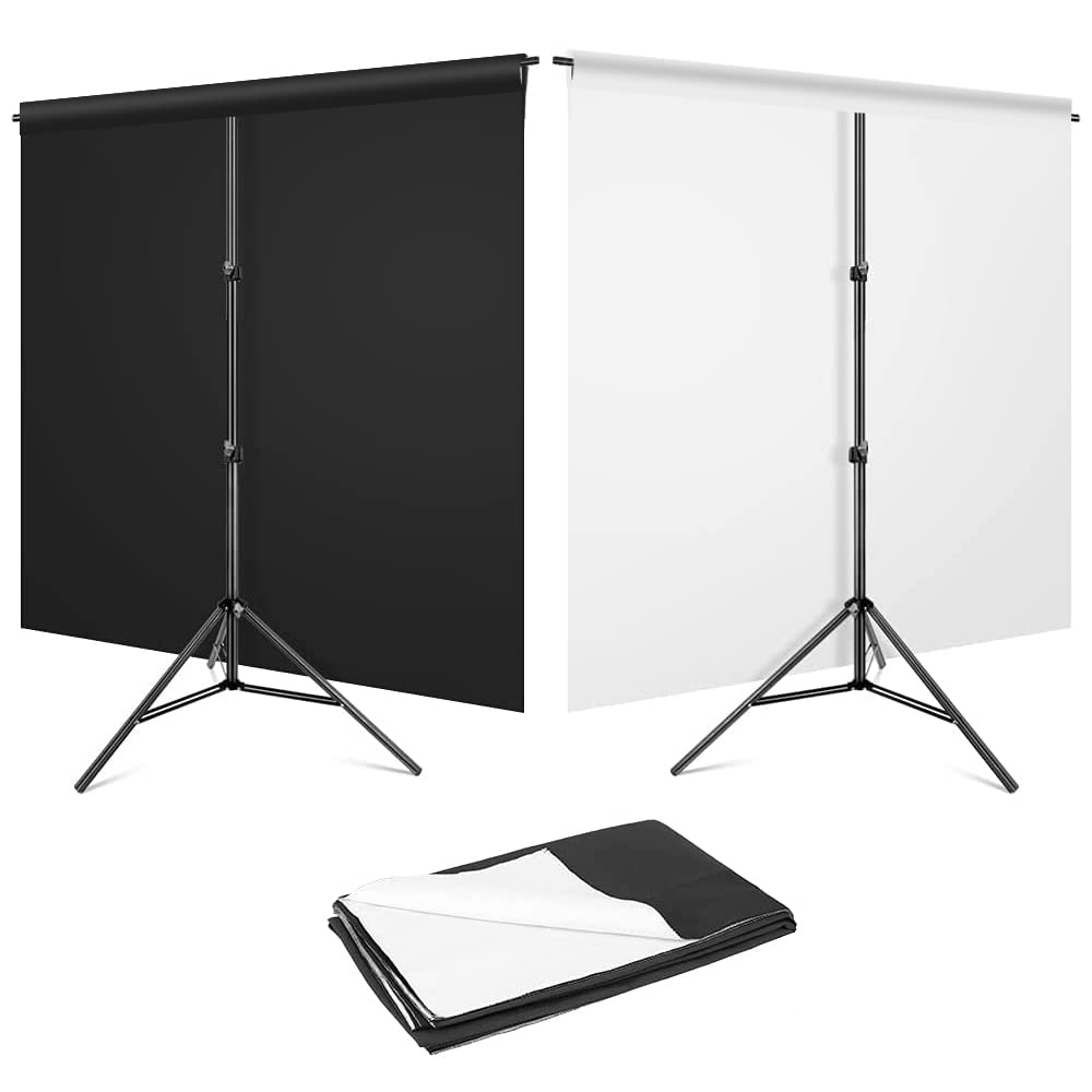 Lylycty Black White Photography Backdrop For Photoshoot, 2 In 1 Revisible Black Backdrop White Screen Background For Video Photo