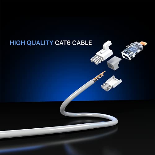 Maximm Cat 6 Ethernet Cable 1 Ft (20 Pack)   High Speed Lan Cable, Internet Cable, Patch Cable, And Network Cable   Utp, 10Gbps, 550Mhz Ethernet Cord   White