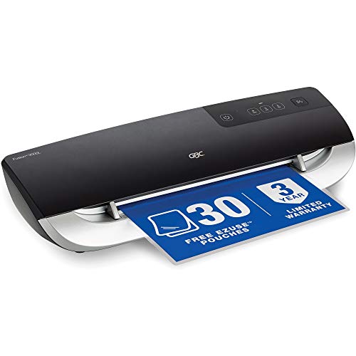 Gbc Thermal Laminator Machine, Fusion 3000L, 9 Inch, 1 Min Warm Up, 3 Or 5 Mil, With 30 Ezuse Laminating Pouches (1703079)