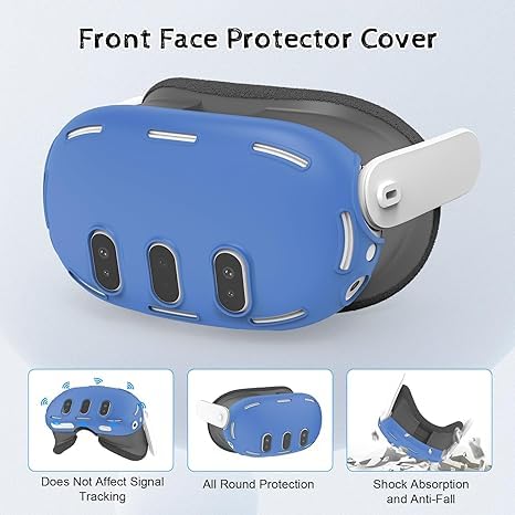 Relohas Deluxe Vr Accessories For Meta Quest 3, 4 In 1 Silicone Protective Case Set For Oculus Quest 3, Controller Grip Cover, V