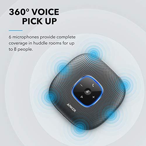 Anker Powerconf Speakerphone, Zoom Certified Conference Speaker With 6 Mics, 360 Enhanced Voice Pickup, 24H Call Time, Bluetooth