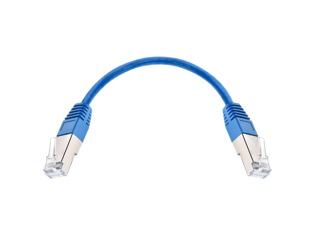 Monoprice Cat6A 6In Blue Patch Cable Double Shielded (S/Ftp) 26Awg 10G Pure Bare Copper Molded Rj45 Entegrade Series Ethernet Ca