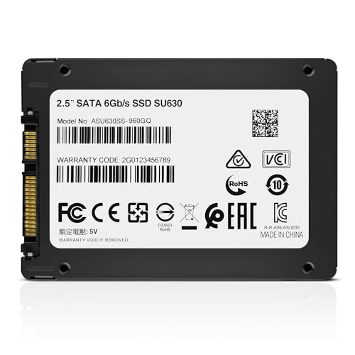 Adata Asu630Ss-960Gq-R 2.5 Inch Internal Ssd, 960 Gb, Su630 Series, 3D Nand Qlc, Smi Controller, 0.3 Inches (7 Mm)