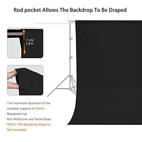 Vevelux 10 X 10 Ft Black Backdrop Background, 100% Polyester Photography Backdrop Foldable Washable Black Screen For Photoshoot