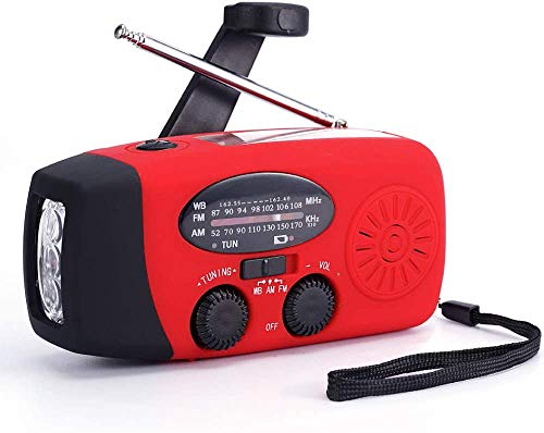 Solar Hand Crank Emergency Weather Radio,Noaaamfm Portable Radio With 3 Led Flashlight 2000Mah Power Bank Cellphone Charger