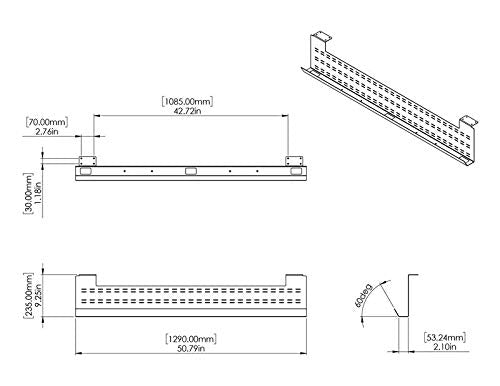 Stand Up Desk Store Under Desk Cable Management Tray Black Horizontal Computer Cord Raceway And Modesty Panel (Black, 51)