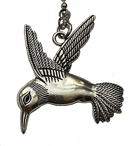Qichi Large Hummingbird And Rose Fan Light Pull Chain Ornament Set, Silver