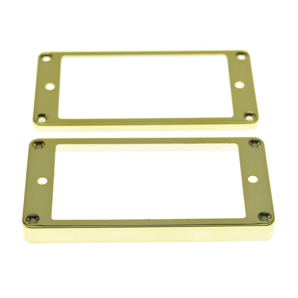 Dopro Set of 2 Plastic Humbucker Pickup Ring Pickup Mounting Frame Flat Bottom 3 * 5 for Neck and 7 * 9 for Bridge Pickup Gold