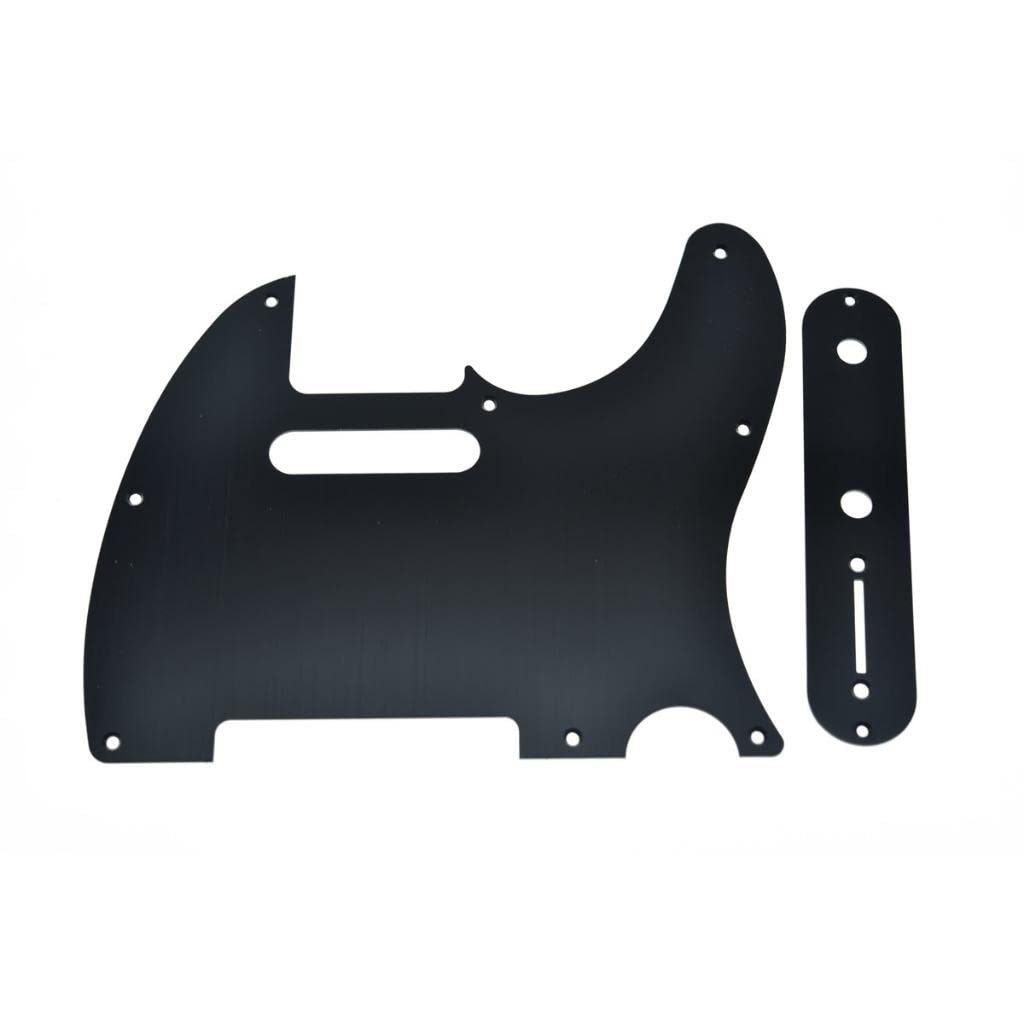 Kaish Metal Aluminum Anodized Tele Pickguard With Metal Control Plate And Screws For American/Mexican Telecaster Black