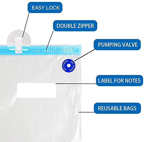 Sous Vide Bags Bpa Free Reusable Vacuum Sealer Zipper Bags Quart Sized Food Storage Works With Handheld Pump 10Pcs (Small)