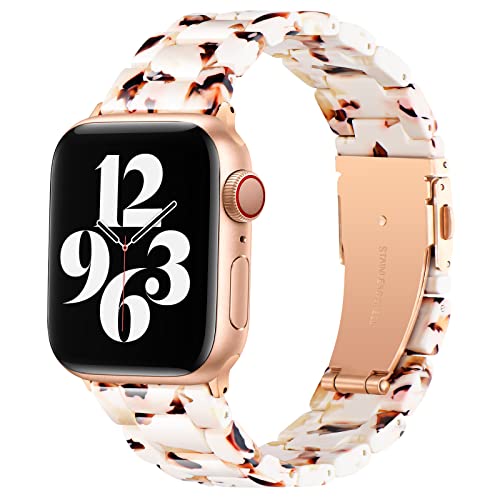 Bestig Compatible With Resin Apple Watch Band 40Mm 38Mm 41Mm Stainless Steel Buckle Waterproof For Iwatch Series 6/5/4/3/2/1/Se/