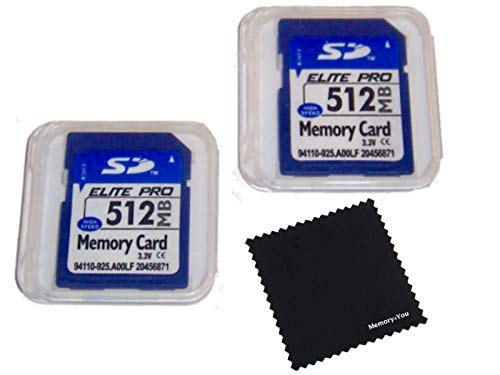 2 Pack 512Mb Memory Cards Compatible With 512 Mb Sd Cards, 2 Pack Memory Cards And Cases W/Built To Last! Microfiber Cloth, Comp