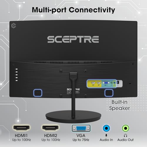 Sceptre Curved 27 Fhd 1080P 75Hz Led Monitor Hdmi Vga Build-In Speakers, Edge-Less Metal Black 2019 (C275W-1920Rn)