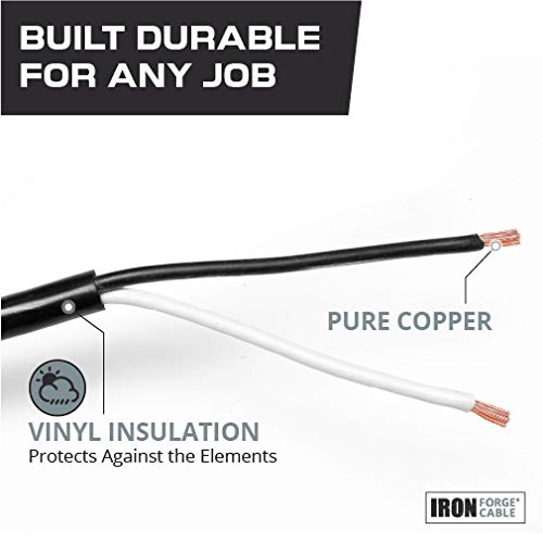 Iron Forge Cable 14 Awg Replacement Power Cord With Open End   6 Ft Black Extension Cable, 2 Wire 14/2 Sjt