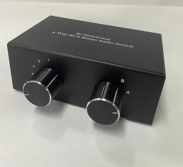 4 Port Bi Directional Rca Audio Switcher, 4 Way Stereo L/R Sound Channel 2 In 4 Out Or 4 In 2 Out, L/R Sound Channel Audio Switch Splitter Rca Stereo Switch Selector For Dvd Stereo Speaker Cd Player