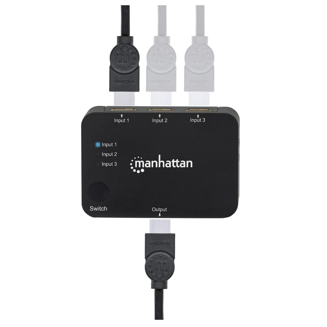 Manhattan 3 Port Remote HDMI Switch 3 Port 4K @ 30Hz USB Power