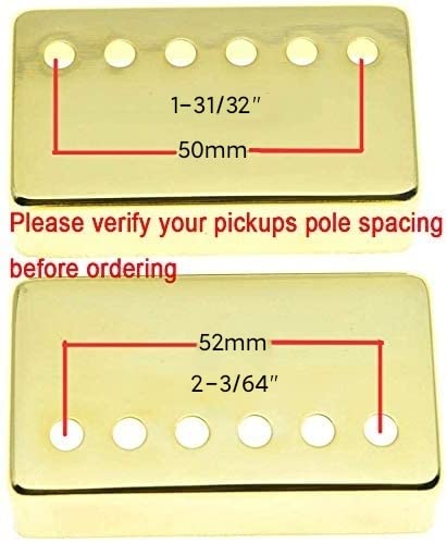 Kaish 2Pcs Humbucker Guitar Pickup Cover Brass Humbucker Pickup Covers 50Mm/52Mm Pole Spacing Pickup Cover For Epi Les Paul Gold