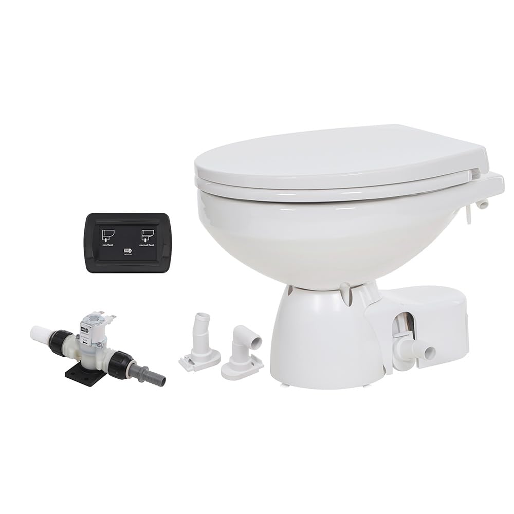 Jabsco Quiet Flush E2 Fresh Water Toilet Regular Bowl - 12V &Ndash; Soft Close Lid,WBHDWB0CWYWGWSY