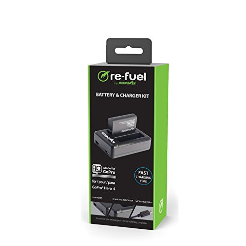 Re Fuel Dual Port Battery & Charger Kit For Gopro Hero4   Gopro Hero 4 Black/Silver Battery Charger