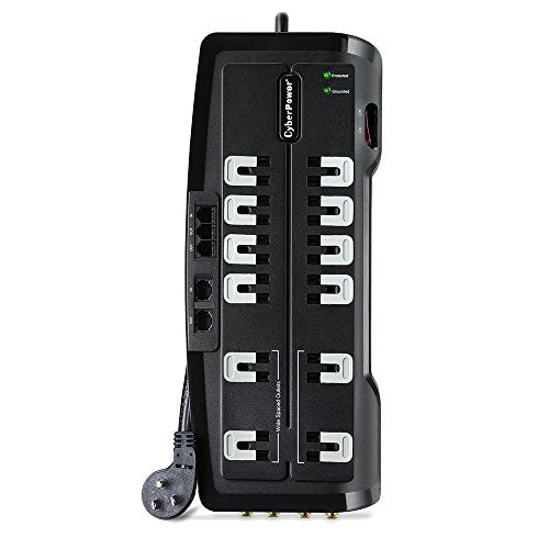 Cyberpower Csht1208Tnc2 Home Theater Surge Protector 3150J/125V, 12 Outlets, 8Ft Power Cord Black